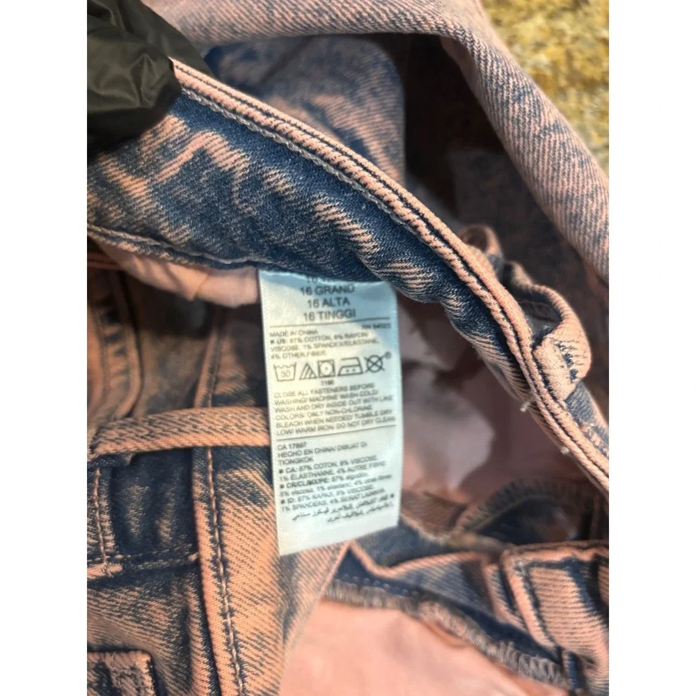 Old Navy Rockstar Super Skinny High Rise‎ Jeans Pink Acid Wash Size 16 Tall